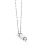Rectangle Urn Pendant Necklace // Silver (28")