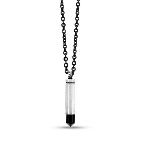 Bullet Urn Pendant Necklace // Silver, Black (28")