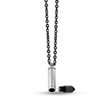 Bullet Urn Pendant Necklace // Silver + Black (28")