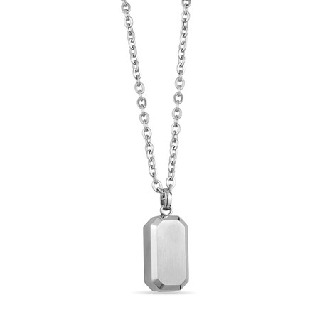 Dog Tag Urn Pendant Necklace // Silver (24")