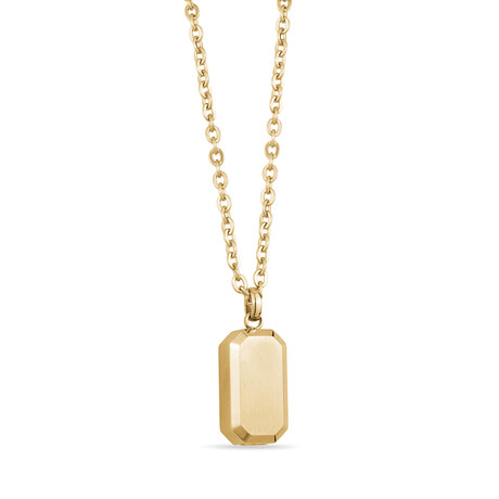 Small Dog Tag Urn Pendant Necklace // Gold (24")