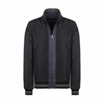 Charles Reversible Leather Jacket // Navy Tafta + Black (5XL)