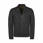 Earl Reversible Leather Jacket // Black Tafta + Green (XL)