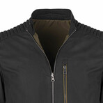Earl Reversible Leather Jacket // Black Tafta + Green (XS)
