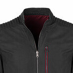 Jason Reversible Leather Jacket // Black Tafta + Maroon (L)