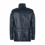 Alejandro Leather Jacket // Navy (4XL)