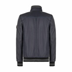 Charles Reversible Leather Jacket // Navy Tafta + Black (L)
