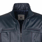 James Leather Jacket // Navy (XL)