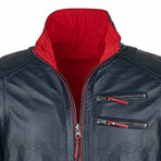 Ellis Reversible Leather Jacket // Navy + Red (M)