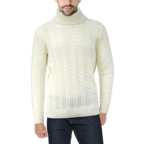 Fashion Cable Turtle Neck Sweater // Cream (S)