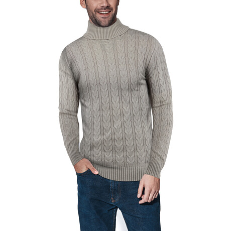Fashion Cable Turtle Neck Sweater // Sand (S)
