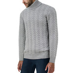 Fashion Cable Turtle Neck Sweater // Heather Gray (M)