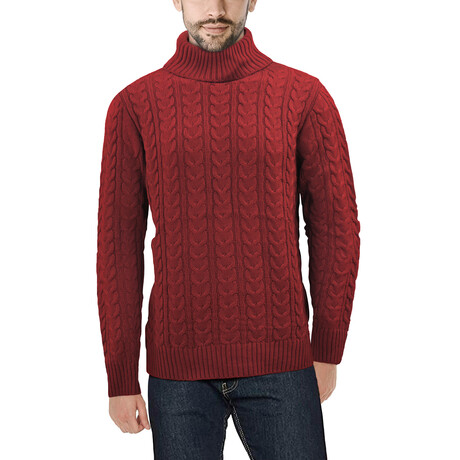 Fashion Cable Turtle Neck Sweater // Red (S)