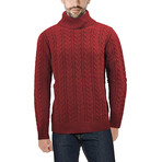 Fashion Cable Turtle Neck Sweater // Red (L)