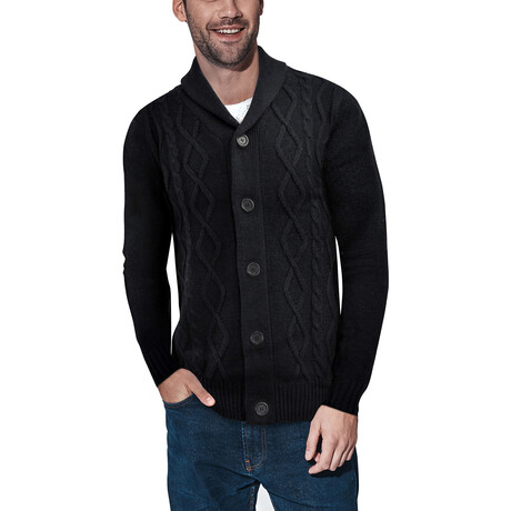 Cable Knit Cardigan // Black (S)