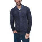 Cable Knit Cardigan // Navy (M)