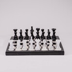 Genuine Small Italian Style Onyx Chess Set // Black + White