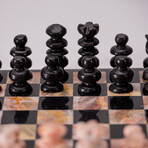 Genuine Small English Style Onyx Chess Set // Black + Pink