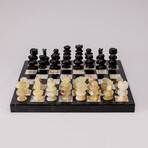 Genuine Small English Style Onyx Chess Set // Green + Black