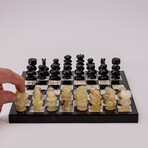 Genuine Small English Style Onyx Chess Set // Green + Black