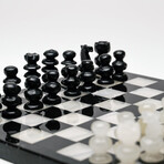Genuine Small English Style Onyx Chess Set // Black + White