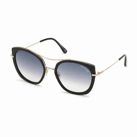 Women's Joey Round Sunglasses // Shiny Black + Gray