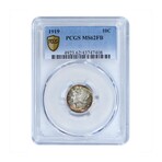 1919 Mercury Dime // PCGS Certified MS62FB // Wood Presentation Box