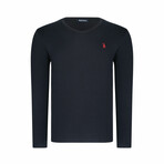 Set of 5 V-Neck Sweaters // White + Dark Blue + Anthracite + Black + Burgundy (S)
