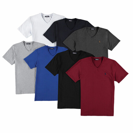 Joe V-Neck T-Shirt // Pack of 7 // Assorted Colors (Small)