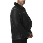 Sheepskin Flying Jacket // Washed Black + Black (Small)
