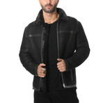 Sheepskin Flying Jacket // Washed Black + Black (Small)