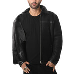 Sheepskin Flying Jacket // Washed Black + Black (Small)
