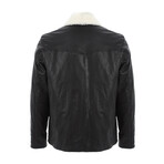 Sheepskin Aviator Jacket // Black + White (Small)