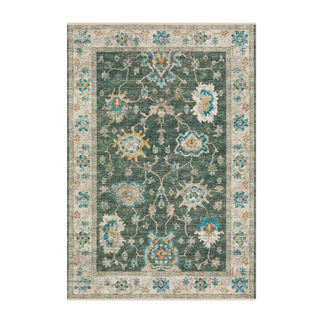 Bordered Persian // Forest (1'8" x 2'6" Accent Rug)