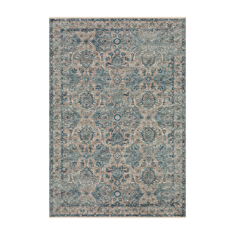 Distressed Damask // River (1'8" x 2'6" Accent Rug)