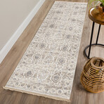 Distressed Damask // Linen (1'8" x 2'6" Accent Rug)