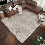 Distressed Border // Pebble (1'8" x 2'6" Accent Rug)