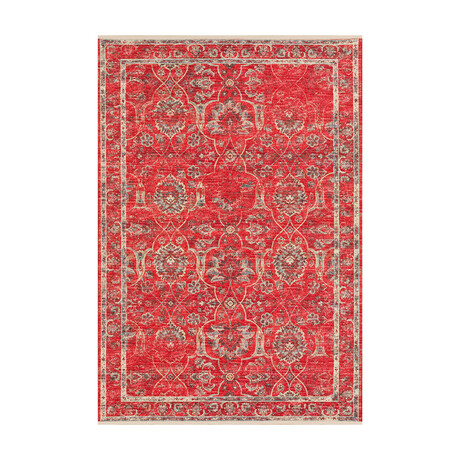 Distressed Damask // Red (1'8" x 2'6" Accent Rug)