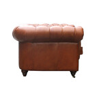 Paris Club Genuine Leather Chester Bay Tufted Chair