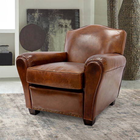 Laura Collection // Leather Wing Chair // Brown