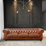 Paris Club Genuine Leather Chester Bay Tufted Sofa