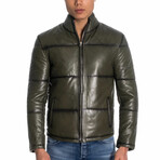 Zavier Leather Jacket // Olive Green (XL)