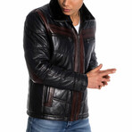 Jamal Leather Jacket // Navy Blue (M)