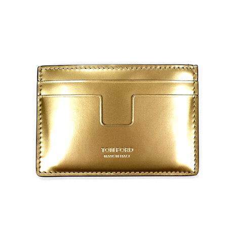 Tom Ford // Leather Card Holder // Metallic Gold