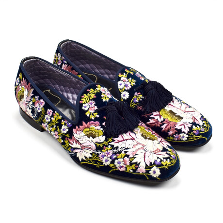 Tom Ford // Floral Velvet Loafers // Navy (US: 8)