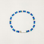 Howlite + Glass Bead Bracelet // White + Blue + Gold