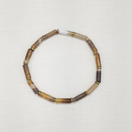 Column Agate Bead Bracelet // Brown + Gold