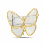 Van Cleef & Arpels // 18K Yellow Gold Diamond + Mother of Pearl Butterfly Brooch // Estate