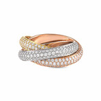 Cartier // Trinity 18K Yellow Gold + 18k White Gold + 18k Rose Gold Diamond Ring // Ring Size: 6.75 // Estate