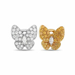 Van Cleef & Arpels // 18K Yellow Gold + 18k White Gold Diamond + Sapphire Butterfly Clip-On Earrings // Estate
